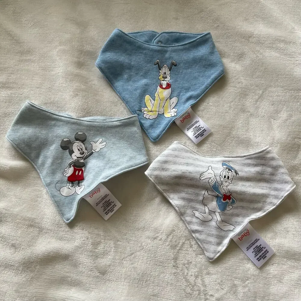 Disney Baby Snap Bibs Set Three - Mickey Mouse, Donald Duck and Pluto Never Used